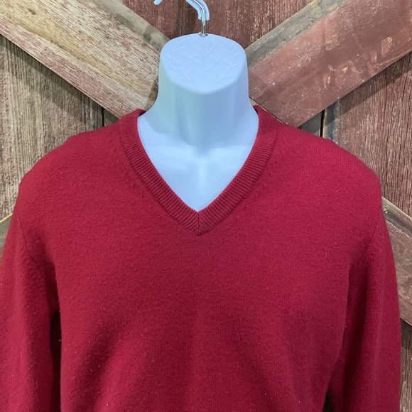 Vintage Cash wool Lord Jeff Extra Fine Merino Wool Sweater Medium Red Super 80s - Picture 2 of 12